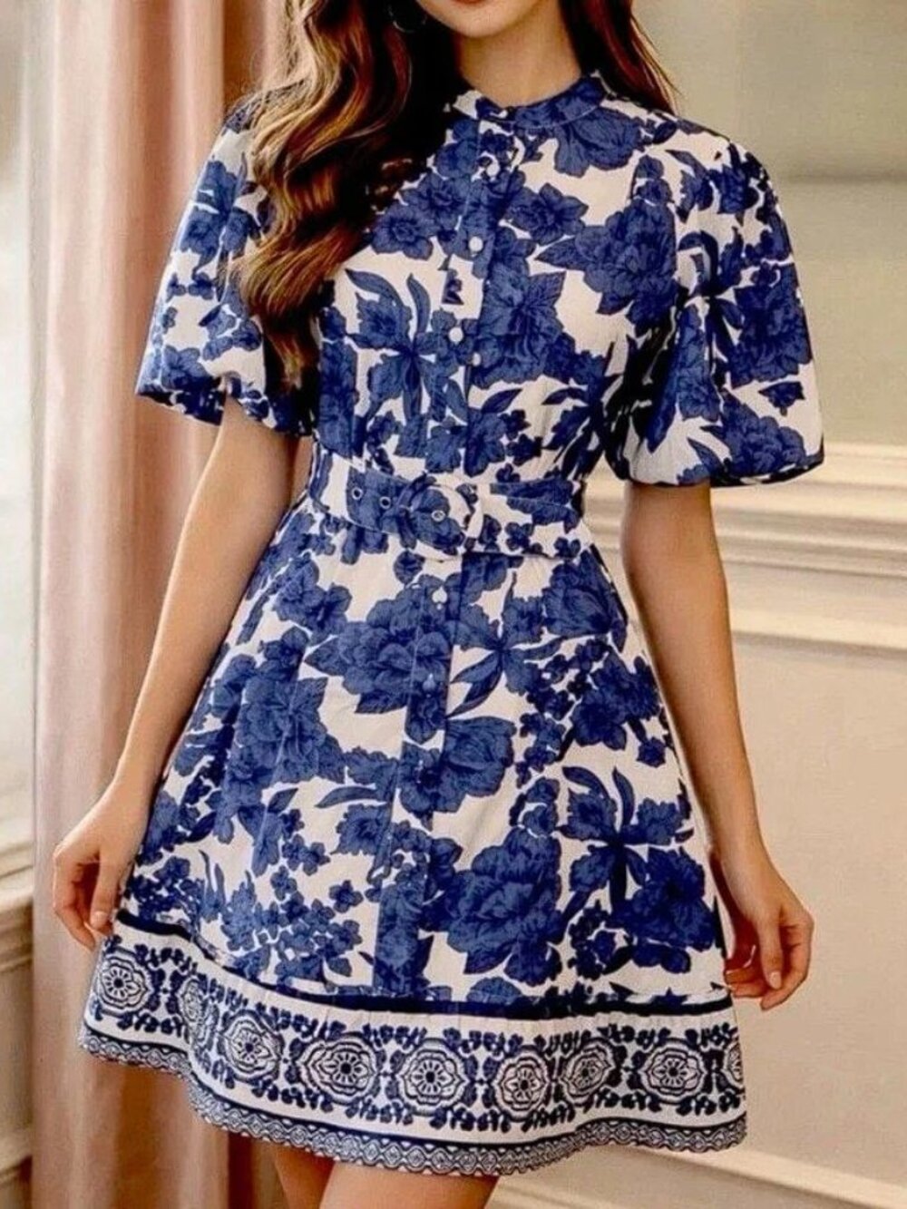 JOIE Women's Floral Mini Dress Size 6 In Blue/White